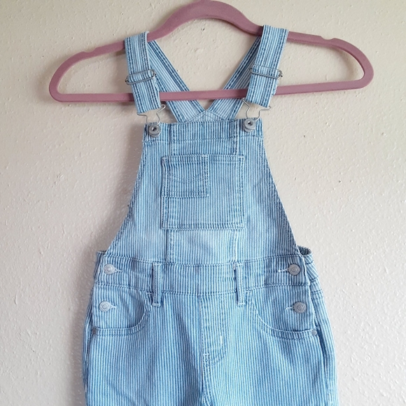 Jordache Girls Railroad Pin Stripe Roll Cuff Overall Blue//White Stripe
